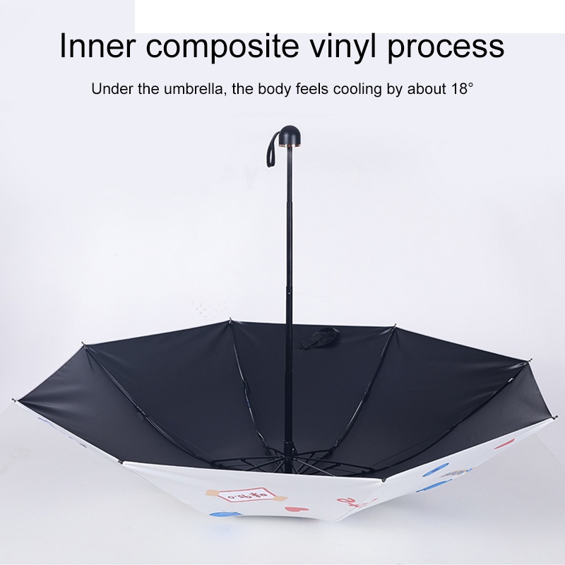 Dù Gấp Chống Mưa Nắng Bằng vinyl Họa Tiết Hoạt Hình Dễ Thương Chống Tia UV Cho Nam Và Nữ