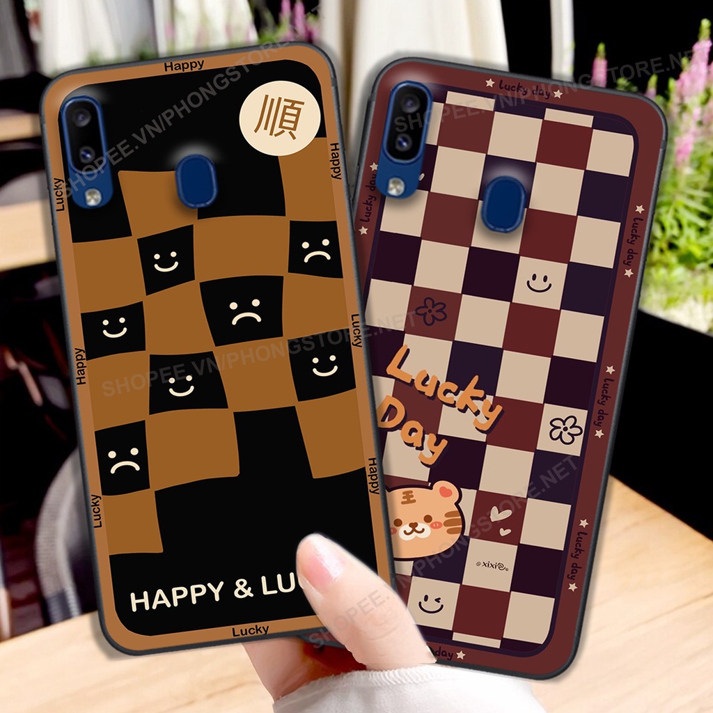 Ốp lưng Samsung M20 / M30 in họa tiết caro, mẫu gấu cực đáng yêu / ốp gấu cute giá rẻ
