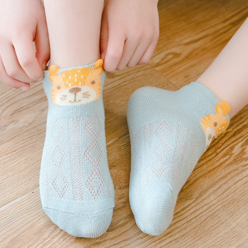 Set 5 đôi vớ cotton KokoroCare YSZ-09 phối lưới mỏng hình động vật hoạt hình thời trang 2022 cho trẻ em 1-12 tuổi S-XL