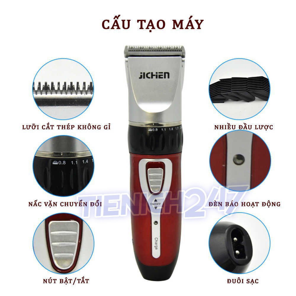 ⚡️Tiện ích 247⚡️ Tông đơ cắt tóc Jichen JC-0817 - tặng kèm 4 cữ cắt tóc