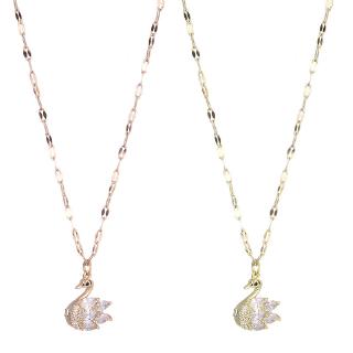 Swan diamond necklace female fashion titanium steel clavicle chain 18K net red rose Jin Hanguo jewelry