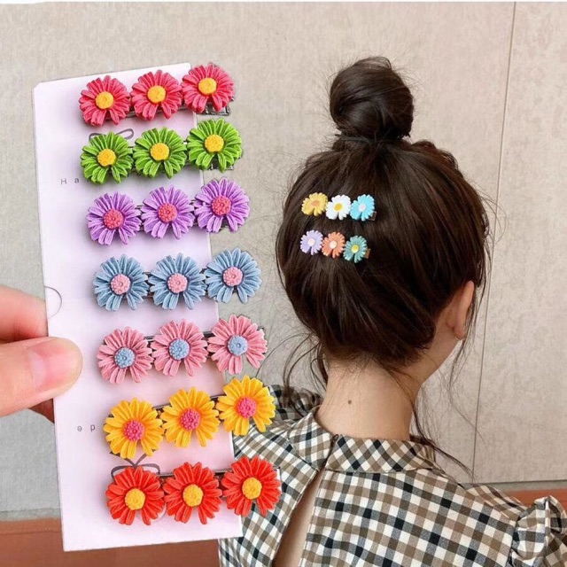 Kẹp tóc hoa cúc hoa vịt.