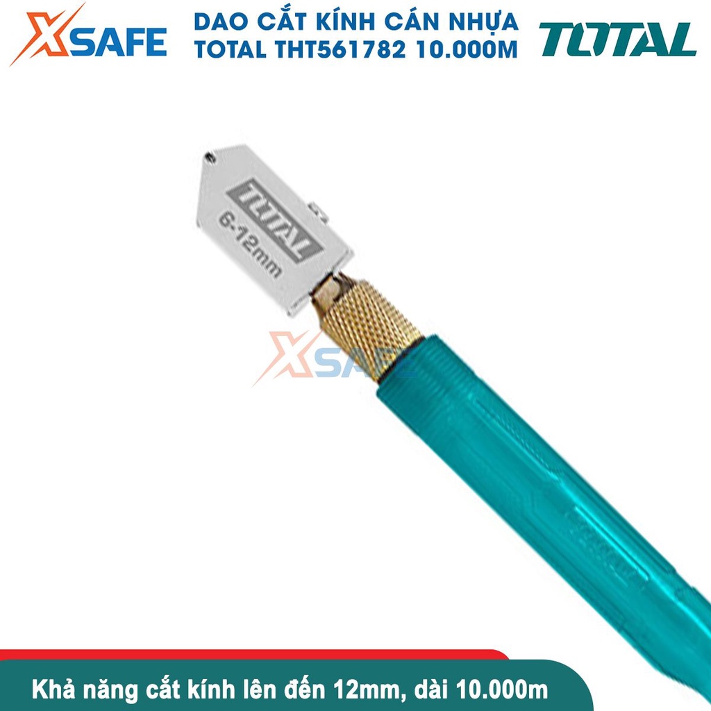 Dao cắt kính TOTAL THT561782 165mm Bút cắt kiếng tay cầm nhựa linh hoạt, bền chắc, lưỡi dao sắc bén, kèm 1 ống hút dầu