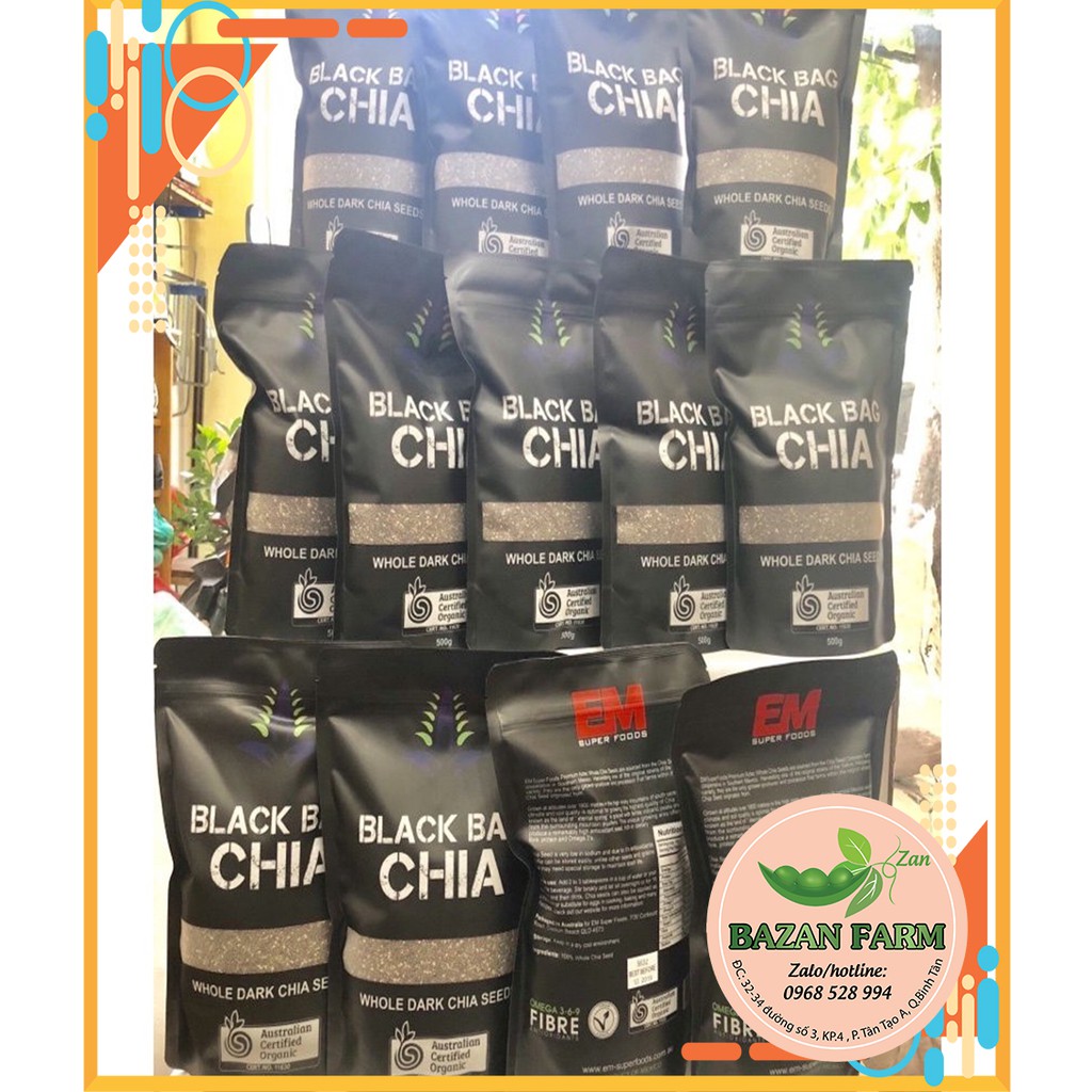 Hạt chia úc Organic chia Seeds túi đen 500g cao cấp - Loại đặc biệt