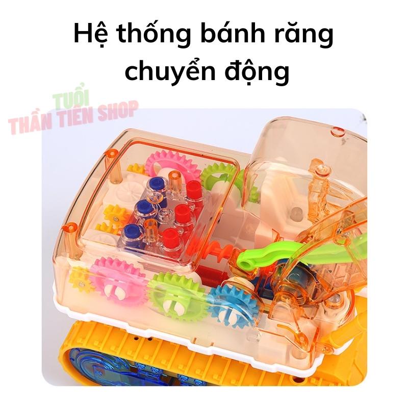 Đồ chơi trẻ em xe cần cẩu ,máy xúc chạy PIN, trong suốt, có đèn, có nhạc, âm thanh, ánh sáng