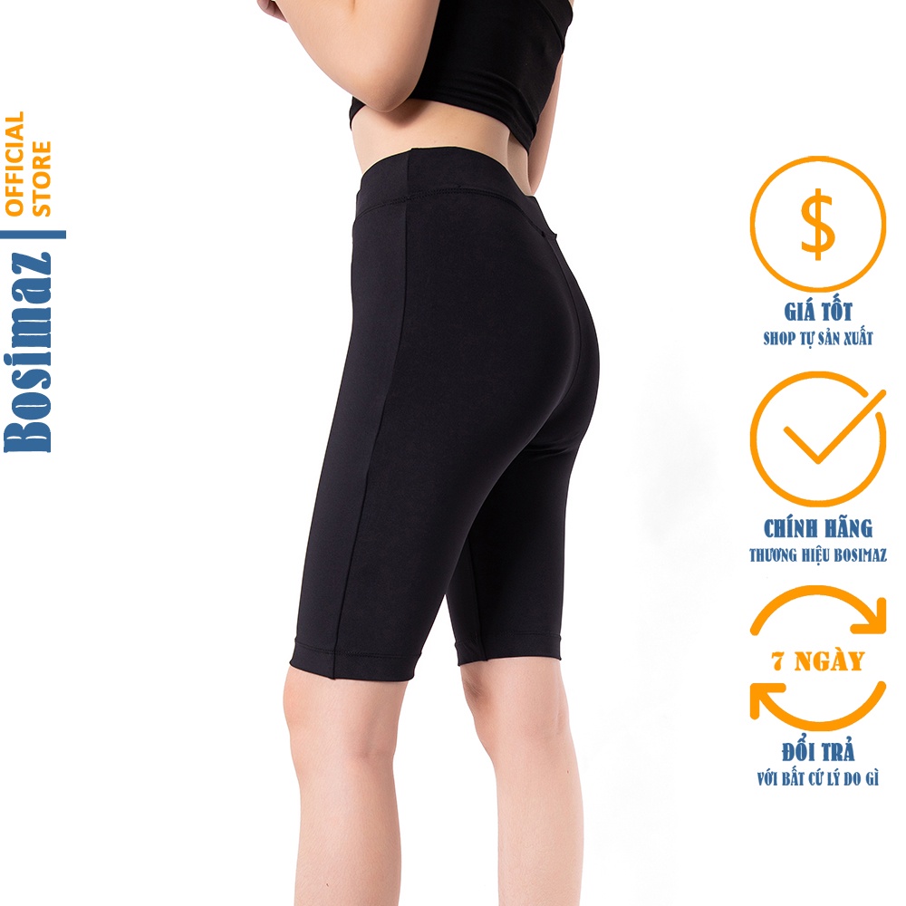 Quần Legging Nữ Bosimaz MS351 ngắn không túi màu đen cao cấp, thun co giãn 4 chiều, vải đẹp dày, thoáng mát.