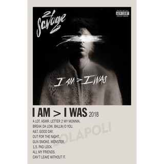 Tấm áp phích in hình Album I Am Hayu Gt; I Was - 21 Savage