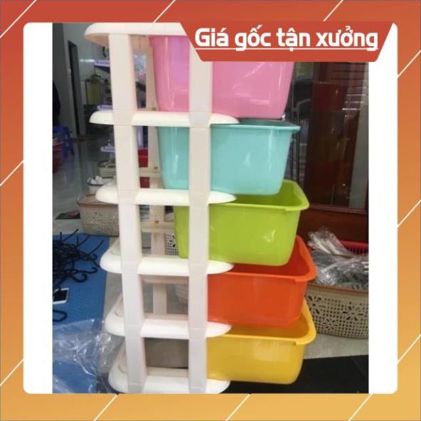 Tủ 5 tầng đa sắc có bánh xe