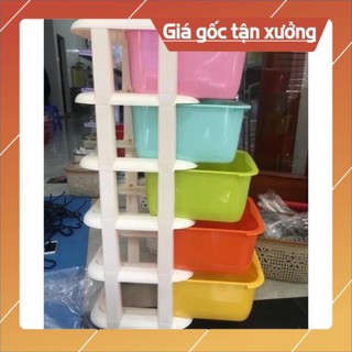 Tủ 5 tầng đa sắc có bánh xe
