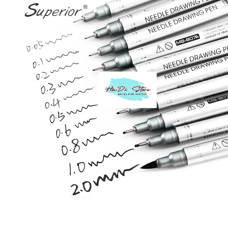 Bút đen đi nét kháng nước SUPERIOR chọn size