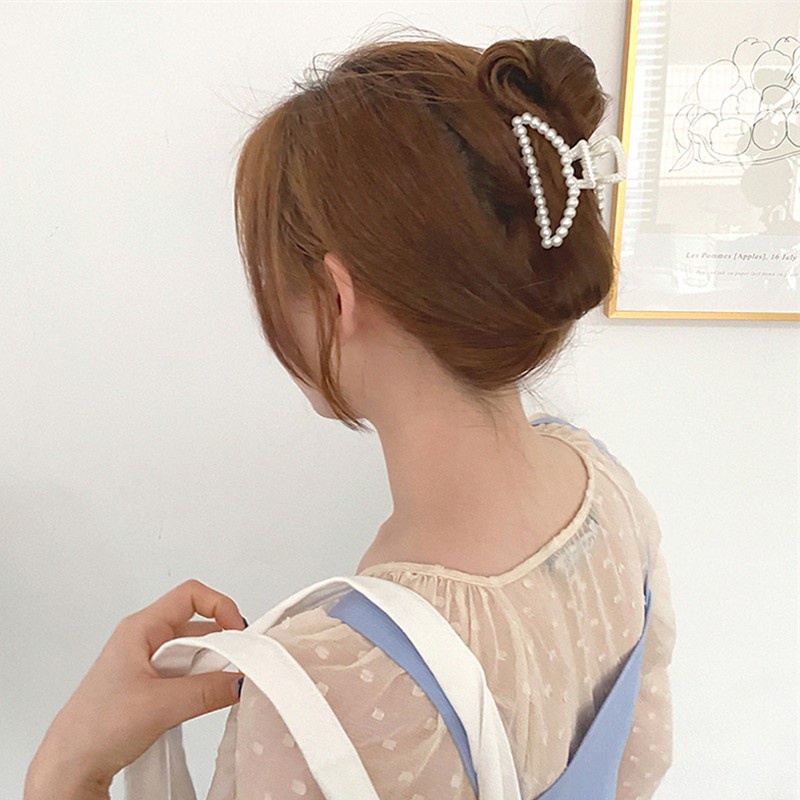 Kẹp Tóc Hình Nơ Đính Ngọc Trai Phong Cách Hàn Quốc