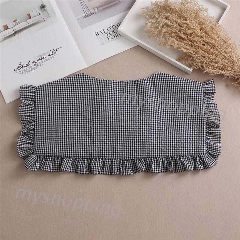 Cổ áo giả thắt dây họa tiết caro có thể tháo rời