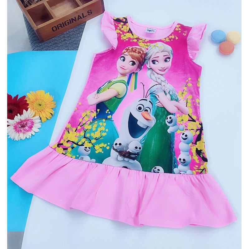 Đầm Bạch Tuyết và đầm xòe kèm túi dưa hấu 100% cotton 4c mềm mịn mát cho bé 8-23kg