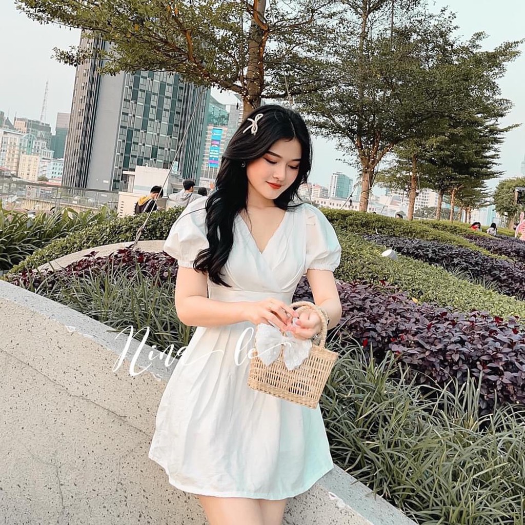 Đầm nữ tay ngắn, đầm xòe đẹp, phom váy trẻ trung, chất vải đẹp, 2 lớp, hàng đẹp chuẩn bán shop, phom dưới 52kg | BigBuy360 - bigbuy360.vn