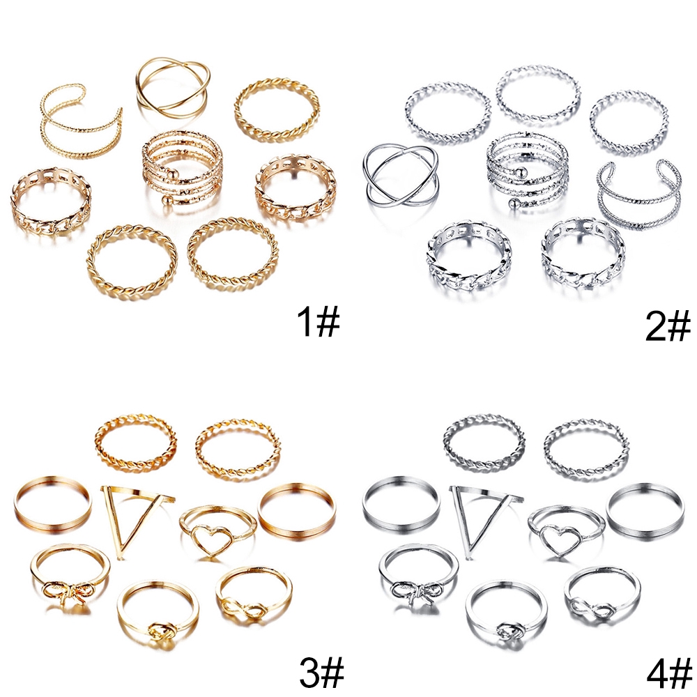 Bộ nhẫn 17KM màu bạc/vàng kiểu cổ điển thời trang