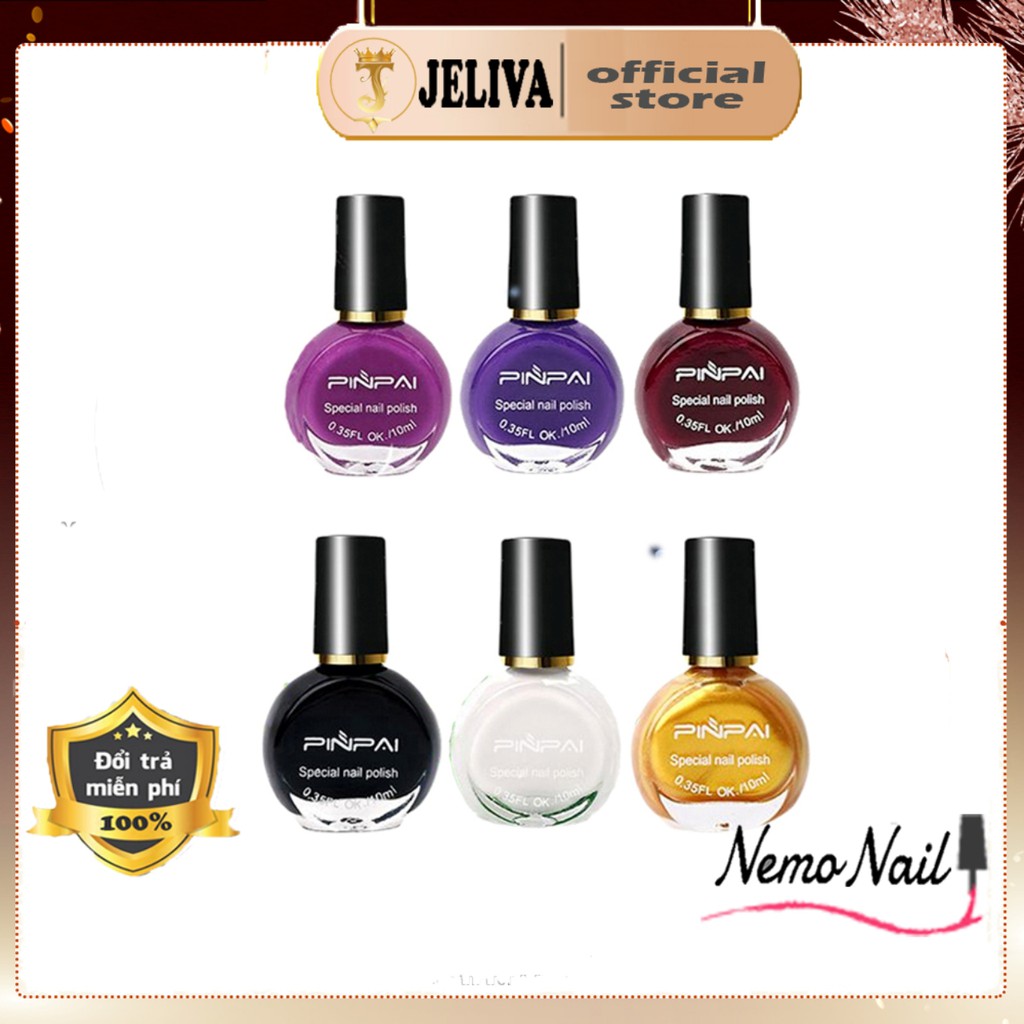 Sơn In Móng Tay Mực In Nail Móng Pinpai Chính Hãng Trắng Đen Vàng Bạc10ml