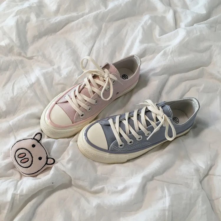 Ảnh ngoài đường Hàn Quốc bộ đẹp màu đặc trưng Giày vải bạt phụ nữ | BigBuy360 - bigbuy360.vn