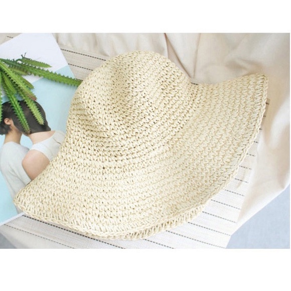 Mũ cói đi biển Floppy Cloche - mũ chuông vành rộng - chất cói mềm - đan móc thủ công