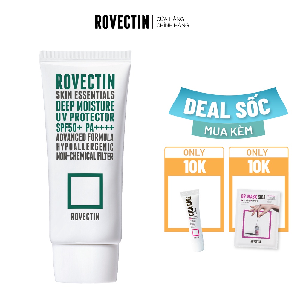 Kem chống nắng vật lý cấp ẩm ROVECTIN Skin Essentials Deep Moisture UV Protector SPF 50+ PA++++ 50ml