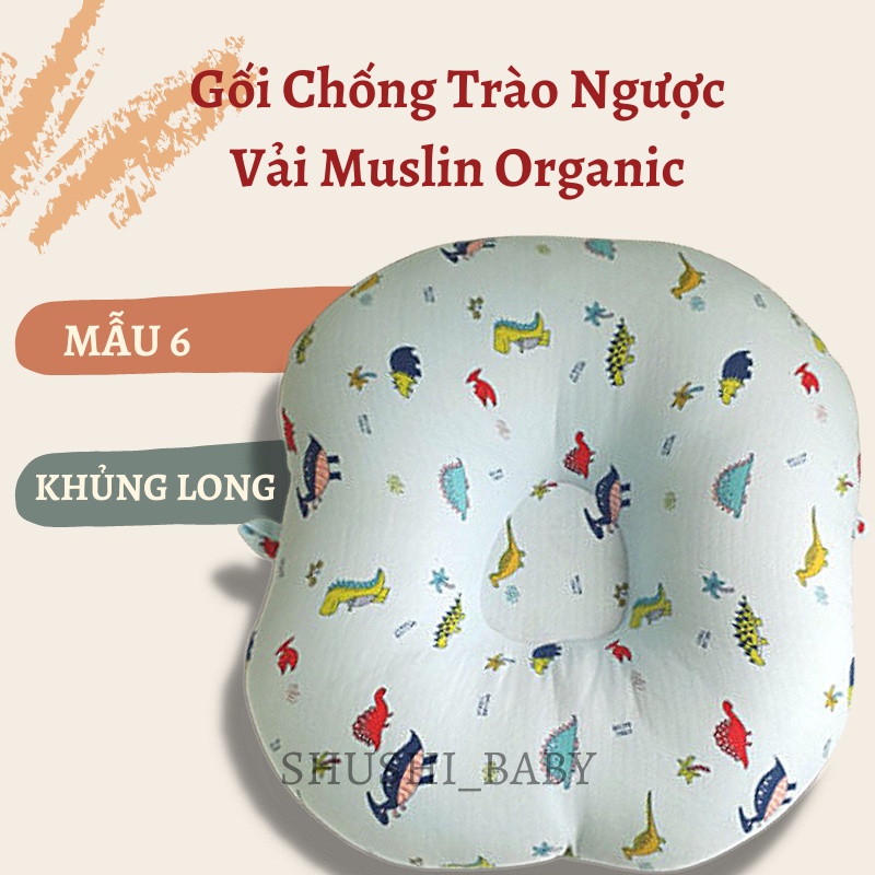 Gối Chống Trào Ngược Cho Bé Vải Muslin Organic Mềm Mát Hỗ Trợ Tiêu Hóa Giúp Bé Tập Ngồi