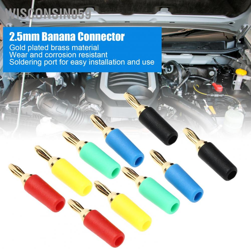 Wisconsin059 2.5mm Banana Plugs Brass Gold Plated Soldering Connector Assortment for Speaker Wire