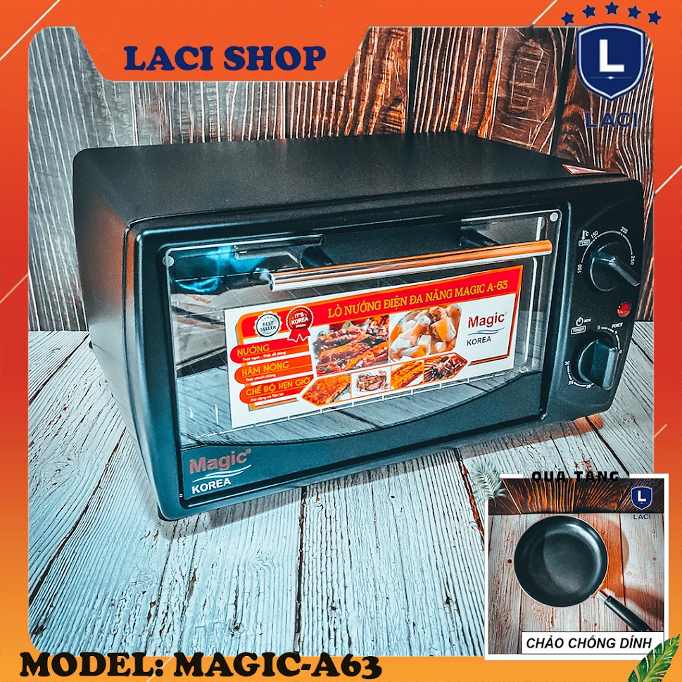 Lò nướng điện tích hợp magic korea A63 | dung tích 12L | công suất 1000W | Tặng Chảo Chống Dính