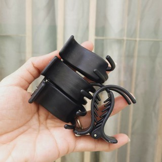 Lố 12 Kẹp tóc 3 răng nhám đen (nhựa mềm)