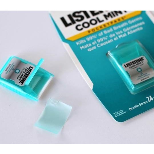 Combo 3 hộp Miếng Ngậm Thơm Miệng Listerine 24 miếng (Kẹo lá ngậm thơm miệng Cool Mint / Fresh)