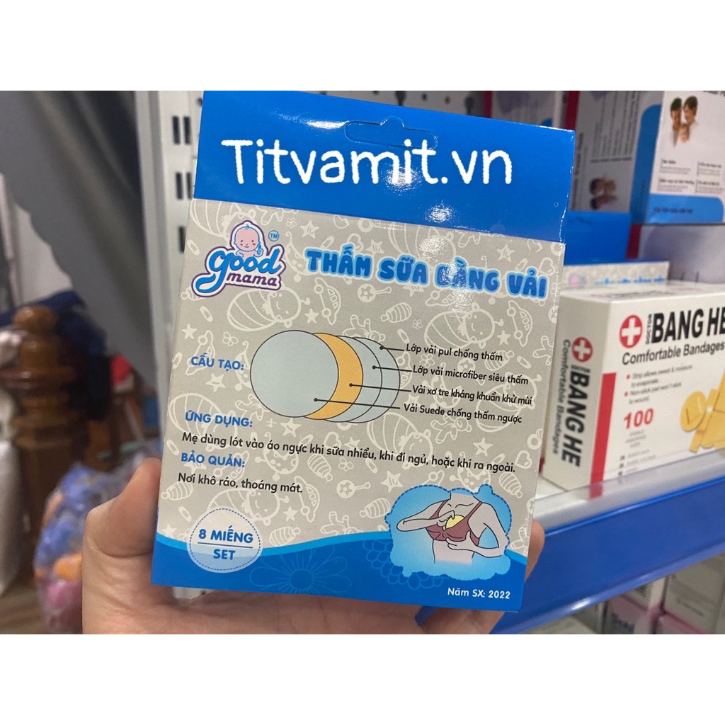 Hộp 8 Miếng Lót Thấm Sữa Bằng Vải Dùng Nhiều Lần Good MaMa