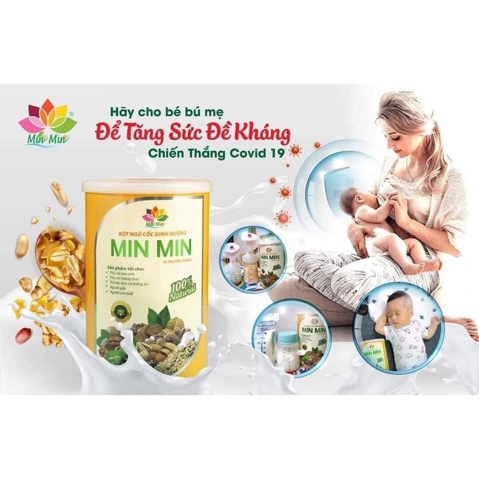 Bột Ngũ Cốc Dinh Dưỡng MIN MIN vị truyền thống Hộp 500gr