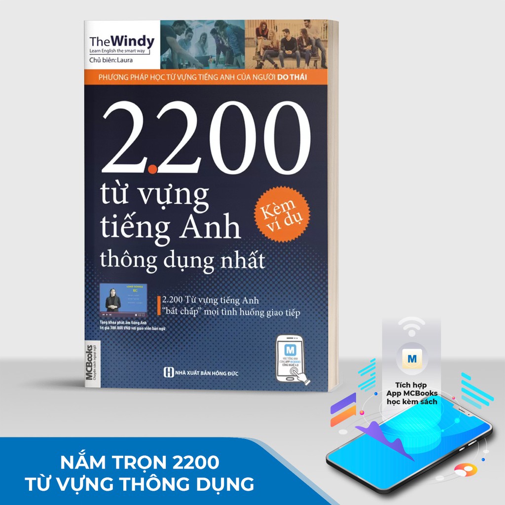 Sách - 2200 Từ vựng tiếng Anh thông dụng nhất (kèm ví dụ) Tặng khóa học phát âm và ebook học tiếng Anh