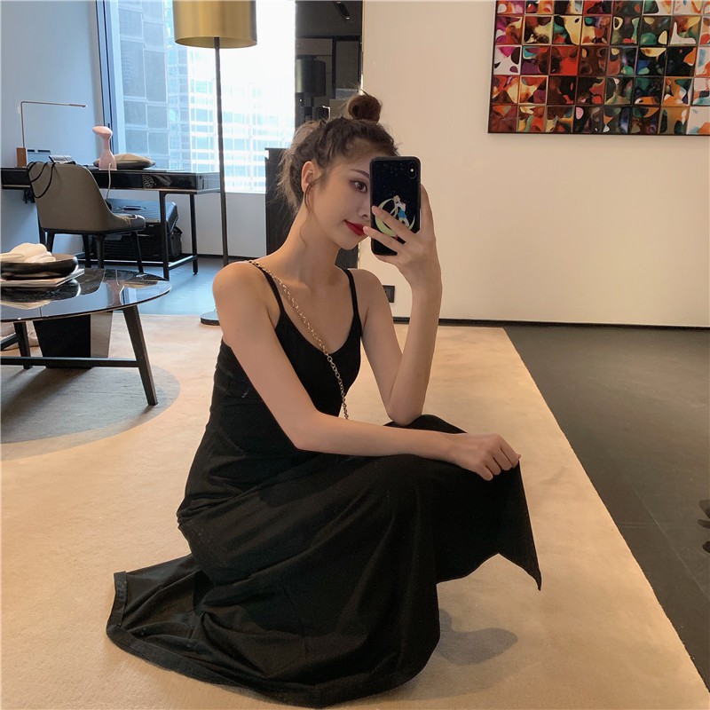 Đầm Maxi Dài Hở Lưng Hai Dây Cổ Chữ V Thiết Kế Xẻ Tà Quyến Rũ - MSP D09 | BigBuy360 - bigbuy360.vn