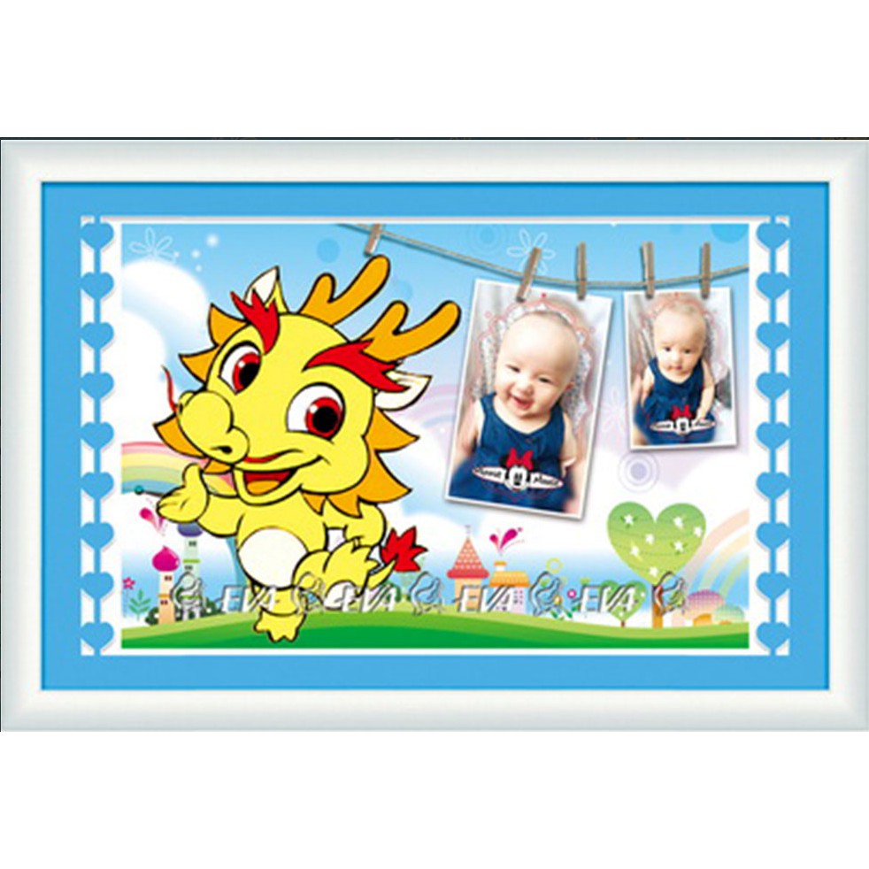 Tranh thêu chữ thập 3D lồng hình và kết hạt đá Dragon con rồng 8563 (tranh tự thêu) kt:46x34cm