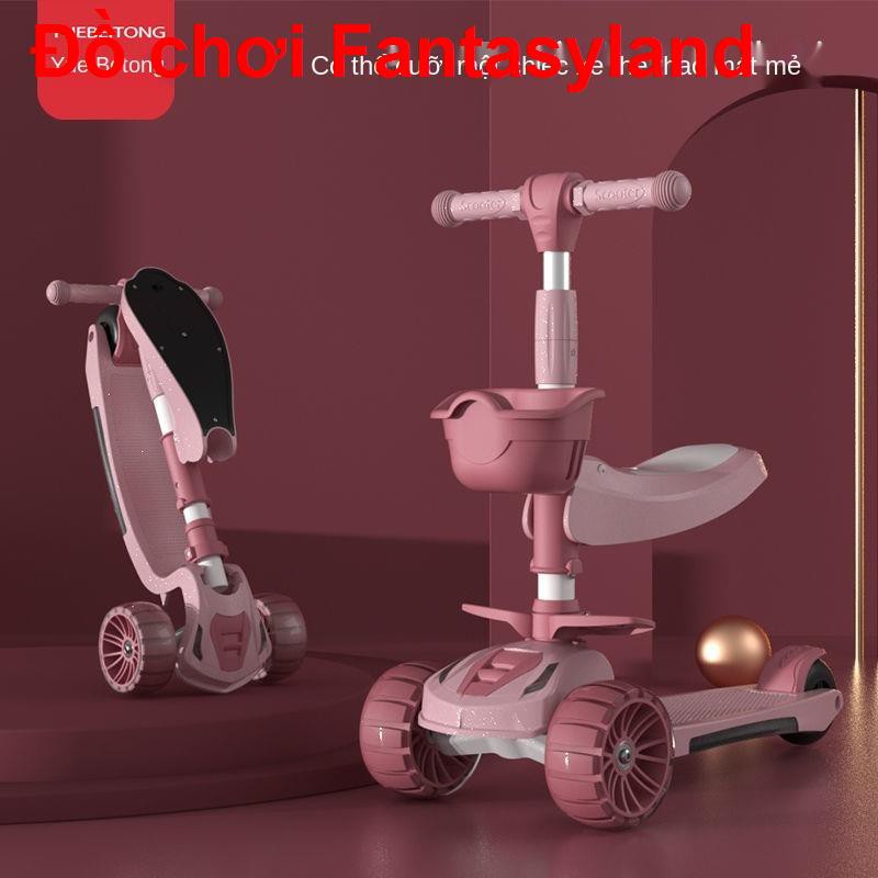 Xe tay ga Trẻ em 1- 2-3-6 tuổi 8 có thể đi đồ chơi ba trong một trượt cho bé trai và gáimocbo