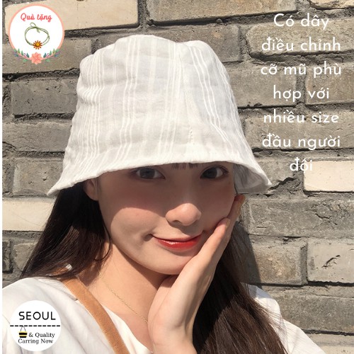 [ Giảm 5k đơn từ 0đ ] Mũ bucket vành nhỏ 100% Cotton kẻ sọc, nón bucket chống nắng siêu nhẹ Hotrend hè 2021