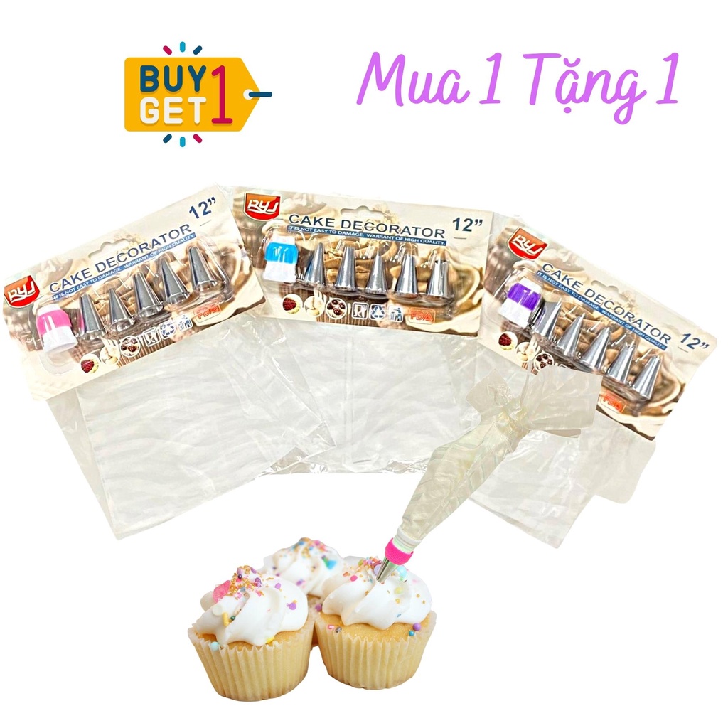 Set 5 Đui Bắt Bông Kem Trang Trí Bánh Bằng Inox