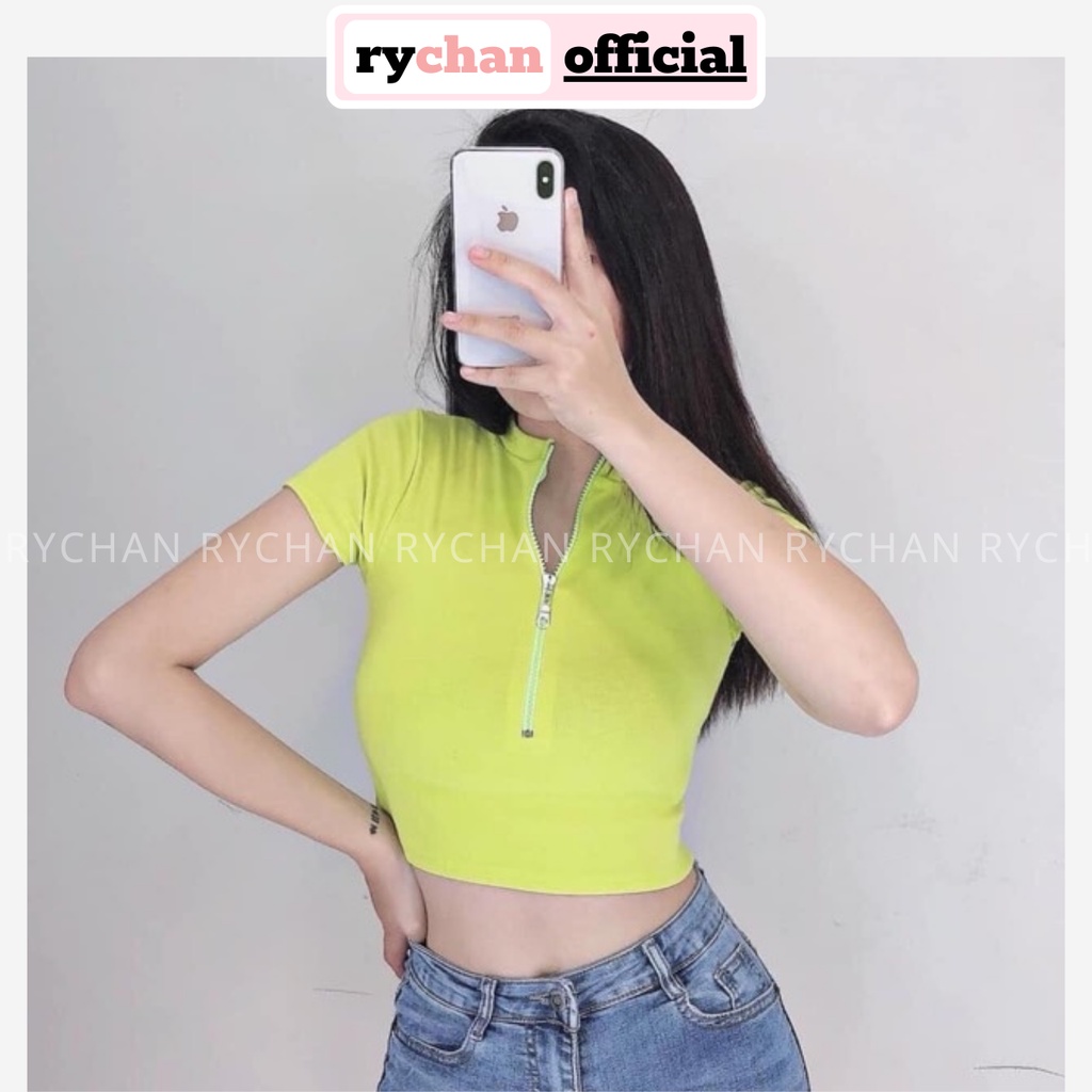 Áo Croptop Đi Biển Đi Café Cùng Bạn Bè Dây Kéo Tay Ngắn Quyến Rũ [ẢNH THẬT CUỐI] - MOI004