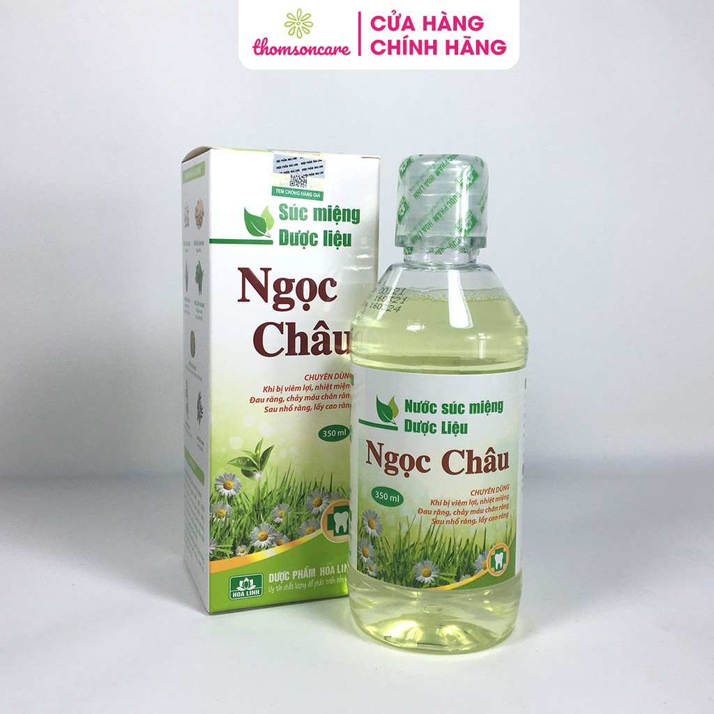 Nước súc miệng dược liệu Ngọc Châu - Ngăn ngừa nhiệt miệng, hôi miệng, đau răng lợi từ bạc hà, trà xanh - Chai 350ml