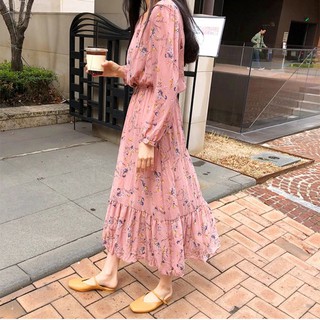 (Order-M) Ulzzang Váy voan hoa nhí dáng dài M074-1