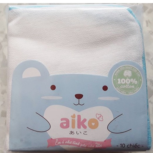 Khăn Sữa Xuất Nhật Aiko 10 cái 4 Lớp (28x35)