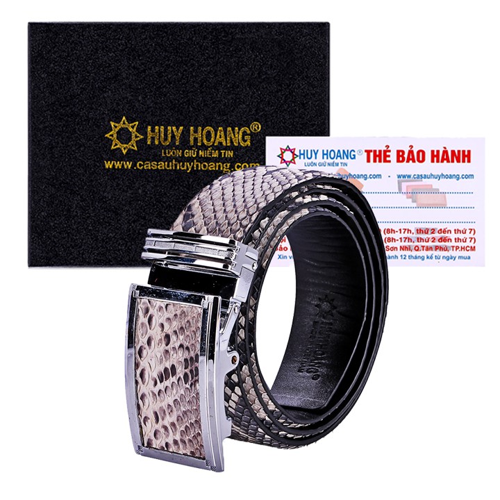 Dây nịt nam da trăn Huy Hoàng 4P màu trắng HP4315