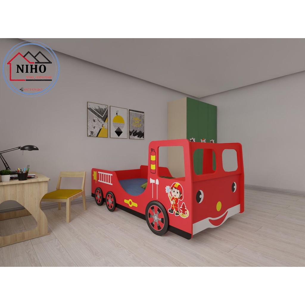 Giường ngủ oto NIHO thiết kế xe cứu hoả cho bé NH22KB31 chắc chắn, an toàn, độc đáo💕FREESHIP💕