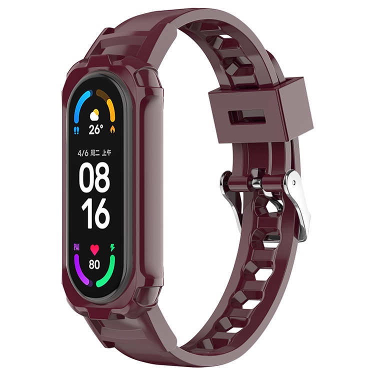 Dây Đeo Thay Thế Chất Liệu Silicon Màu Trơn Cho Xiaomi Mi band 7 6 5 4 3