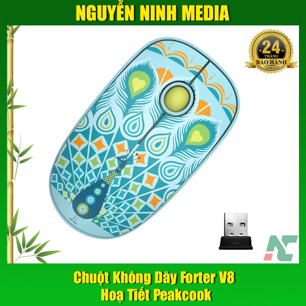 Chuột Không Dây Forter V8 Slient Mouse (Không tiếng ồn) Màu Xanh Lá - Hàng Chính Hãng