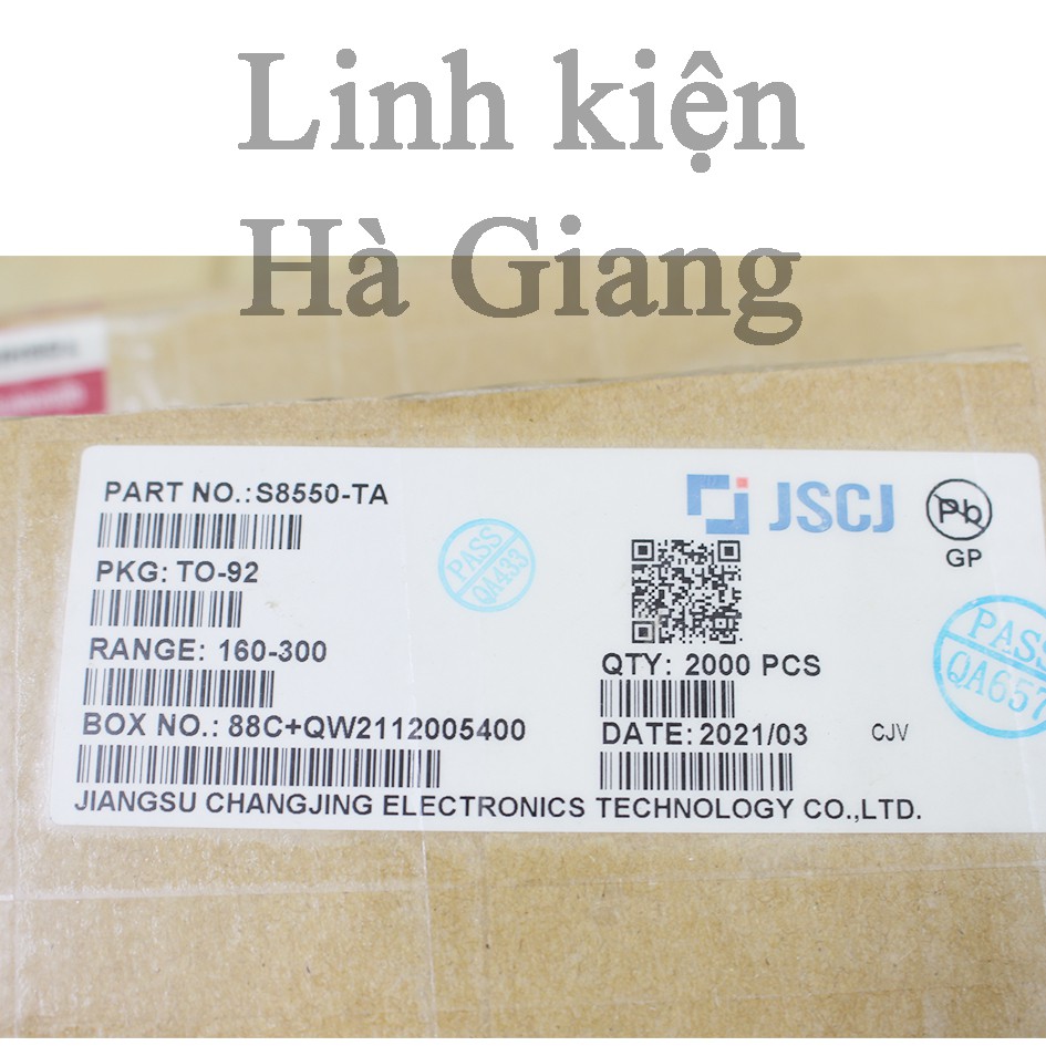 S8050 chính hãng JCET chân đồng npn và S8550 pnp thứ tự chân E B C, 5 cái