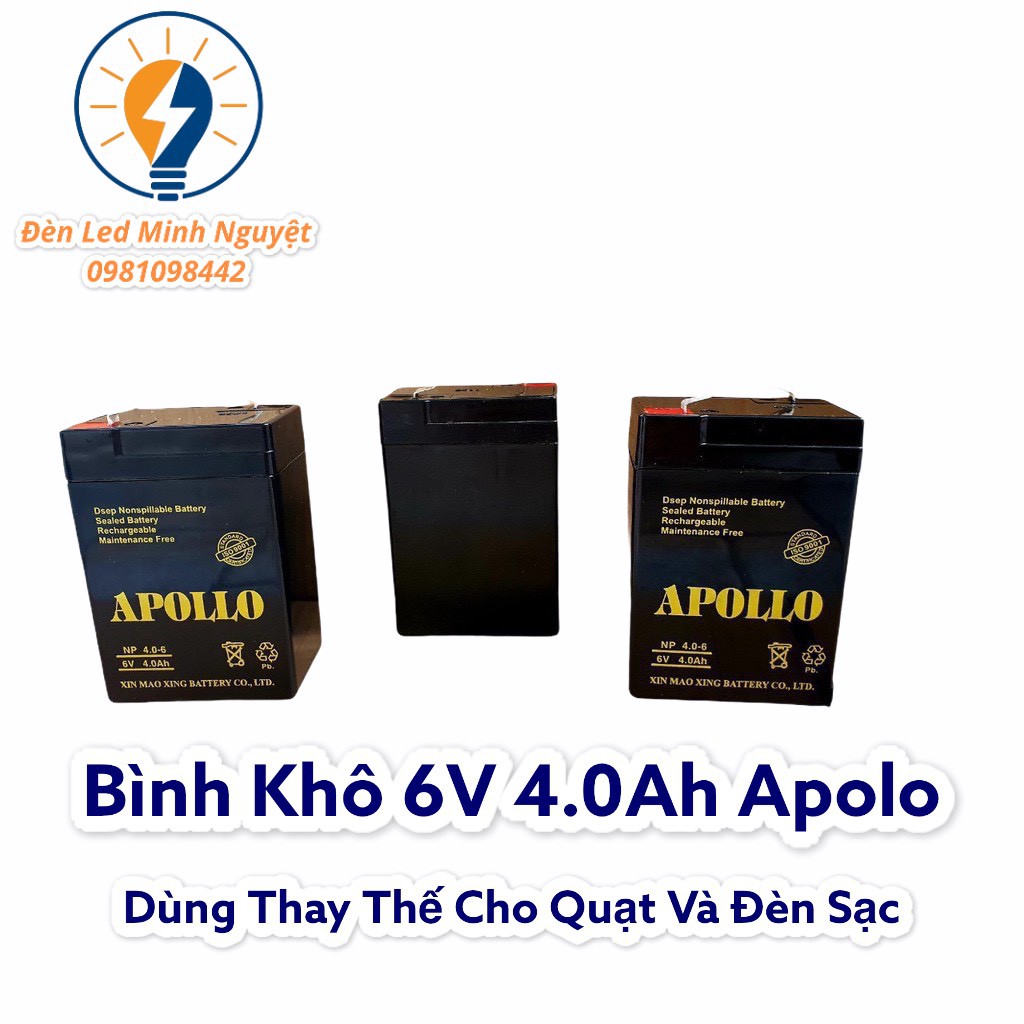 Bình ắc quy khô 6v 4,0Ah. APOLLO