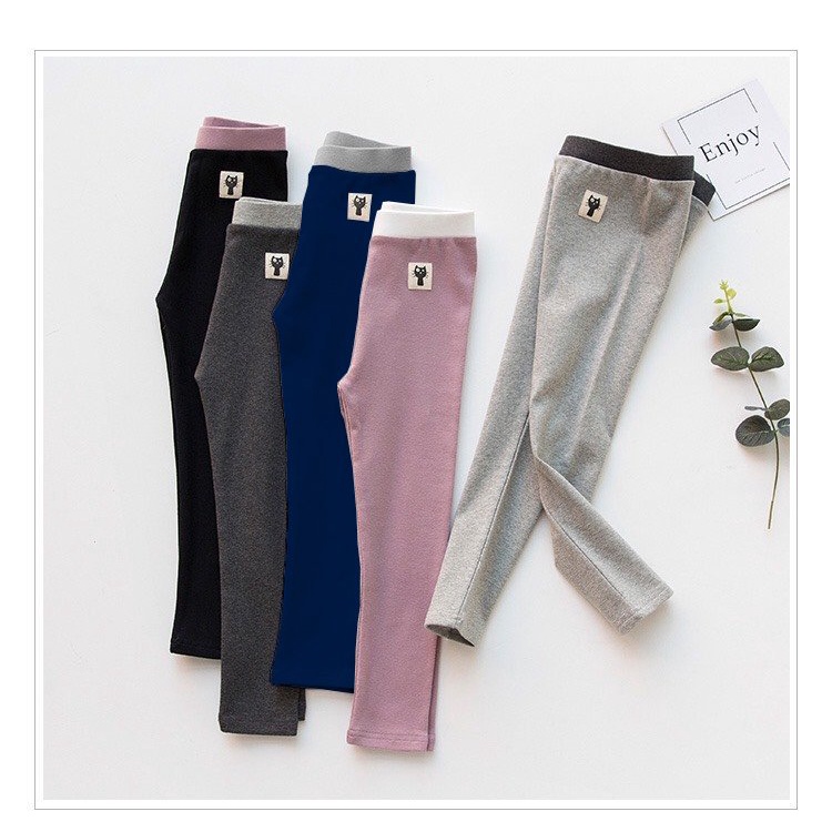 Quần legging cho bé gái 6-45kg mặc thu đông chất len tăm CAT