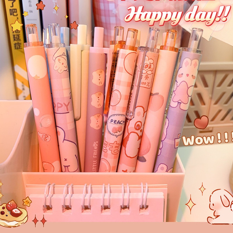 Set 6 Bút Mực Đen Ngòi 0.5Mm Hình Khủng Long Đáng Yêu