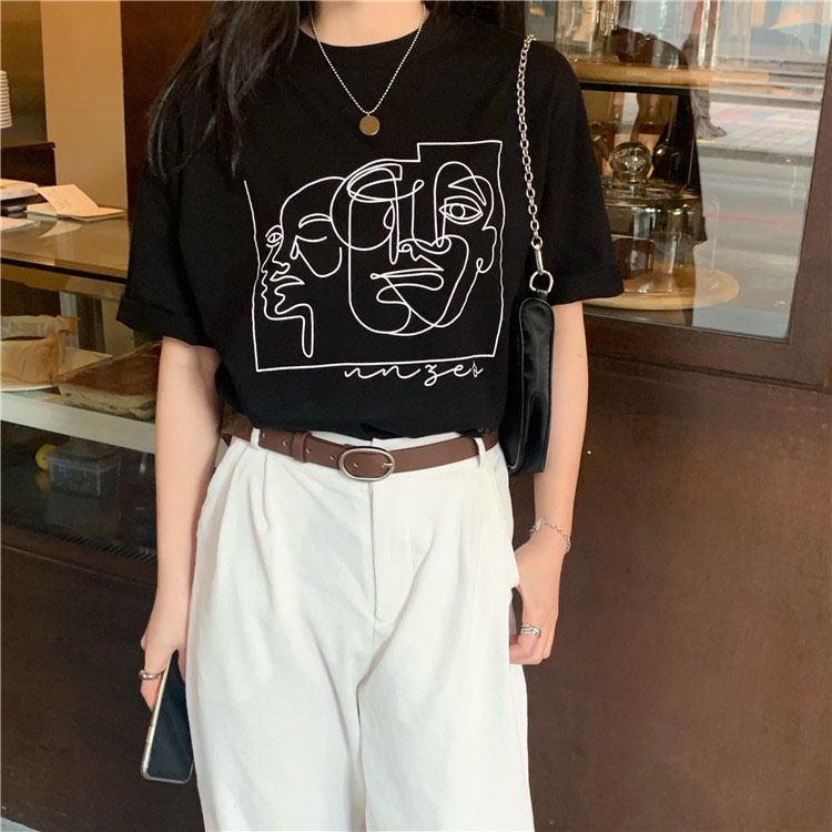 Áo thun nữ form rộng đẹp tay lỡ kiểu hàn quốc, áo phông nữ form rộng unisex vải cotton AT150 Miucho in hoạt tiết