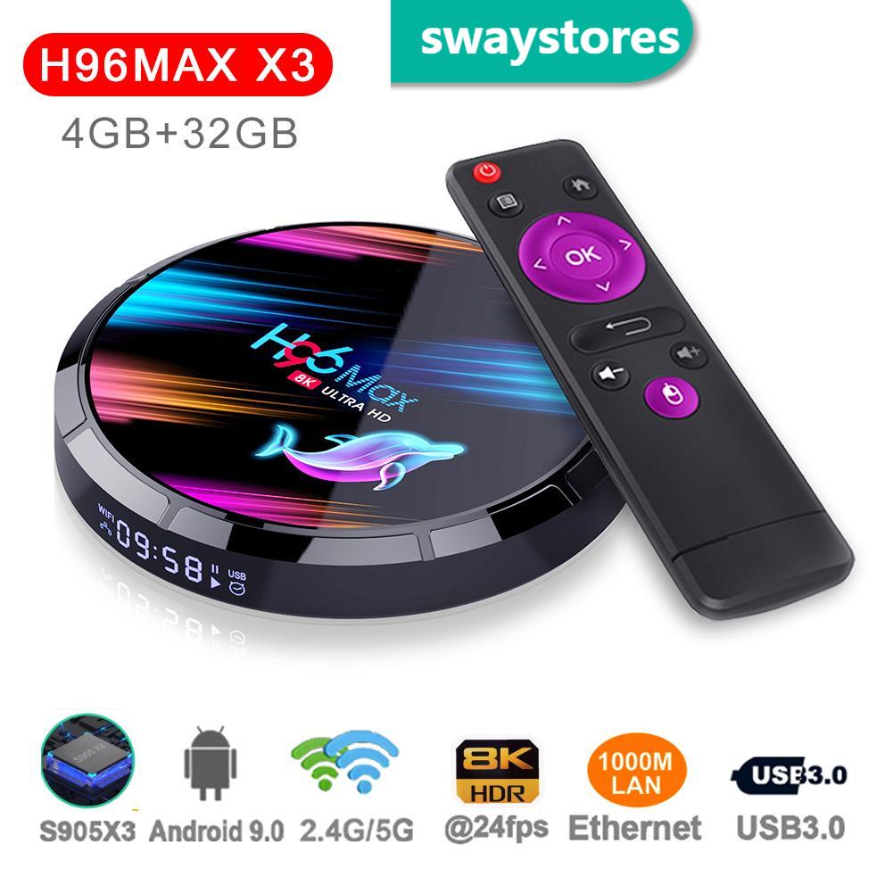 [Mã 159ELSALE hoàn 7% đơn 300K] Mạng Internet TV Box Android 9.0 Dual màn hình WiFi + BT 4 + 32G (H96MAX X3)